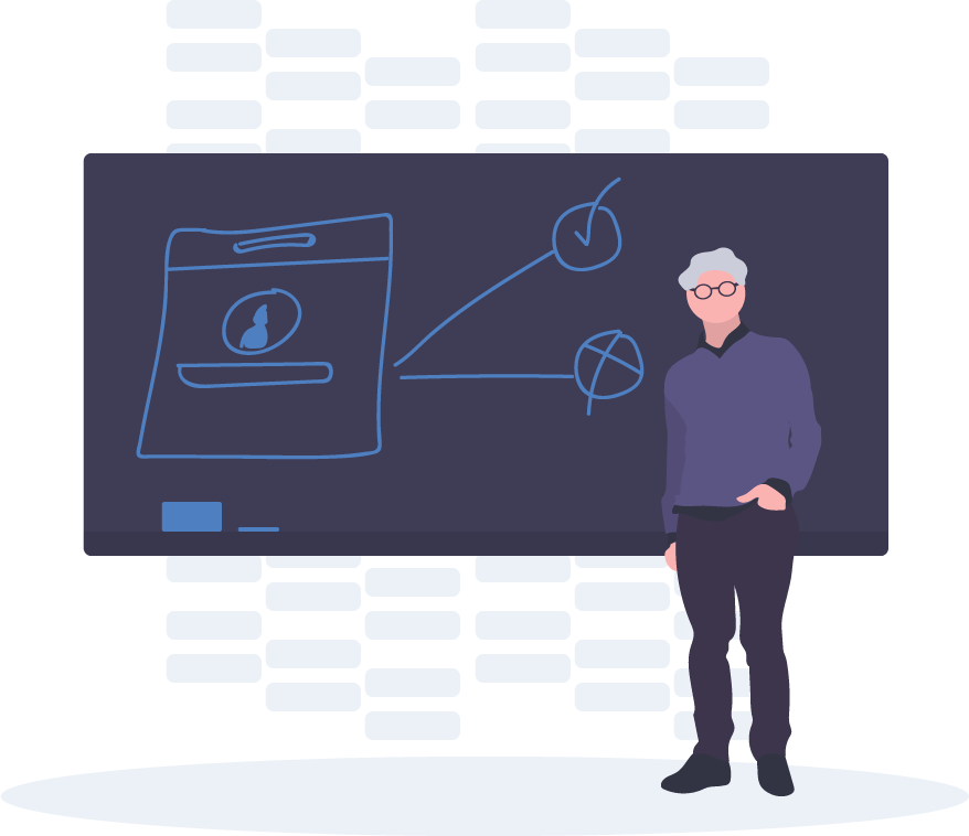 Illustration d’un enseignant devant un tableau